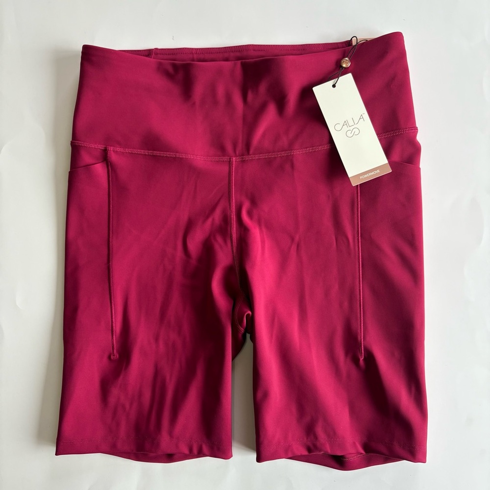 Calia Women's Medium Magenta High‎ Rise Bike Shorts Powermove 7" Quick Dry
